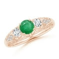 thumbnail image 1 of ANGARA Natural Aeon Vintage Style Emerald and Diamond Three Stone Engagement Ring in 14K Rose Gold for Women (Size-5mm) | May Birthstone, Anniversary, Jewelry Gift for Women | Natural Emerald Ring, 1 of 10