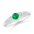 thumbnail image 1 of ANGARA Natural Aeon Vintage Style Emerald and Diamond Three Stone Engagement Ring in 14K White Gold for Women (Size-4mm) | May Birthstone, Anniversary, Jewelry Gift for Women | Natural Emerald Ring, 1 of 10
