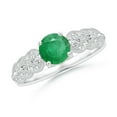 thumbnail image 1 of ANGARA Natural Aeon Vintage Style Emerald Solitaire Engagement Ring with Milgrain in 14K White Gold for Women (Size-6mm) | May Birthstone, Anniversary, Jewelry Gift for Women | Natural Emerald Ring, 1 of 10