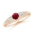 thumbnail image 1 of ANGARA Natural Aeon Vintage Style Ruby and Diamond Three Stone Engagement Ring in 14K Rose Gold for Women (Size-4mm) | July Birthstone Jewelry for Her | Natural Ruby Rings, 1 of 10