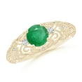 thumbnail image 1 of ANGARA Natural Aeon Vintage Style Solitaire Emerald Filigree Engagement Ring in 14K Yellow Gold for Women (Size-6mm) | May Birthstone, Anniversary, Jewelry Gift for Women | Natural Emerald Ring, 1 of 9