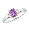 thumbnail image 1 of ANGARA Natural Amethyst and Diamond Three Stone Ring in 14K White & Rose Gold for Women (Size-6x4mm) | February Birthstone, Birthday, Anniversary, Jewelry Gift for Women | Natural Amethyst Ring, 1 of 9