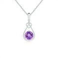 thumbnail image 1 of ANGARA Natural Amethyst Knotted Heart Pendant with Diamond in 14K White Gold for Women (Size-5mm) | February Birthstone, Birthday, Anniversary, Jewelry Gift for Women | Natural Amethyst Necklace, 1 of 7