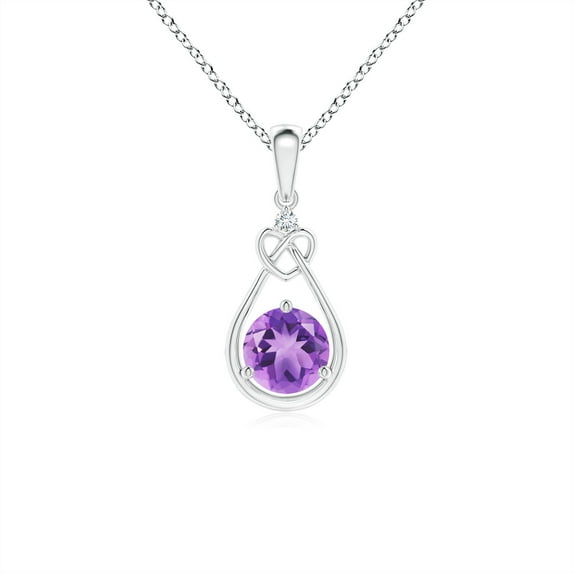 ANGARA Natural Amethyst Knotted Heart Pendant with Diamond in 925 Sterling Silver for Women (Size-5mm) | February Birthstone, Birthday, Anniversary, Jewelry Gift for Women | Natural Amethyst Necklace