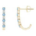 thumbnail image 1 of ANGARA Natural Aquamarine and Diamond J-Hoop Earrings in 14K Yellow Gold for Women (Size-2mm) | March Birthstone, Birthday, Anniversary, Jewelry Gift for Women | Natural Aquamarine Earrings, 1 of 7