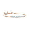 thumbnail image 1 of ANGARA Natural Aquamarine and Diamond Tennis Bolo Bracelet in 14K Rose Gold for Women (Size-3mm) | March Birthstone, Birthday, Anniversary, Jewelry Gift for Women | Natural Aquamarine Bracelet, 1 of 9