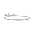 thumbnail image 1 of ANGARA Natural Aquamarine and Diamond Tennis Bolo Bracelet in 14K White Gold for Women (Size-3mm) | March Birthstone, Birthday, Anniversary, Jewelry Gift for Women | Natural Aquamarine Bracelet, 1 of 7