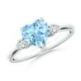 thumbnail image 1 of ANGARA Natural Aquamarine and Diamond Three Stone Engagement Ring in 925 Sterling Silver for Women (Size-7mm) | March Birthstone, Anniversary, Jewelry Gift for Women | Natural Aquamarine Ring, 1 of 10