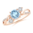 thumbnail image 1 of ANGARA Natural Aquamarine and Diamond Twisted Vine Engagement Ring in 14K Rose Gold for Women (Size-6mm) | March Birthstone, Birthday, Anniversary, Jewelry Gift for Women | Natural Aquamarine Ring, 1 of 11