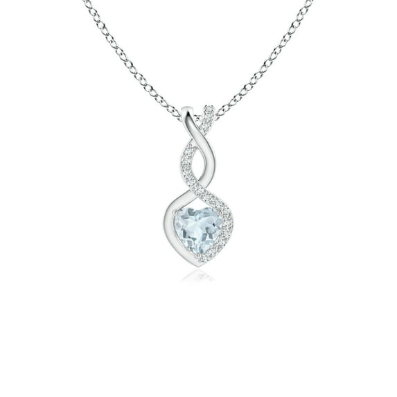 Angara Natural Aquamarine Infinity Pendant Necklace for Women in 14K White Gold - March Birthstone Jewelry | Aquamarine Heart Pendant Necklace