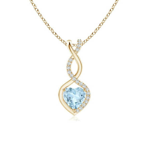 Angara Natural Aquamarine Infinity Pendant Necklace for Women in 14K Yellow Gold - March Birthstone Jewelry | Natural Aquamarine Necklace