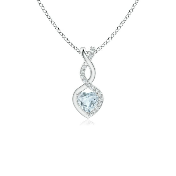 ANGARA Natural Aquamarine Infinity Heart Pendant with Diamonds in 925 Sterling Silver for Women (Size-4mm) | March Birthstone, Anniversary, Jewelry Gift for Women | Natural Aquamarine Necklace
