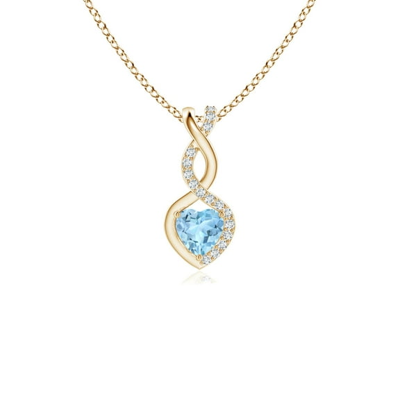 Angara Natural Aquamarine Infinity Pendant Necklace for Women in 14K Yellow Gold - March Birthstone Jewelry | Natural Aquamarine Necklace