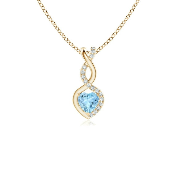 Angara Natural Aquamarine Infinity Pendant Necklace for Women in 14K Yellow Gold - March Birthstone Jewelry | Natural Aquamarine Necklace
