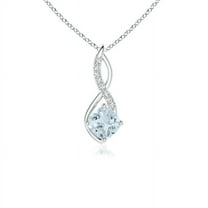 ANGARA Natural Aquamarine Infinity Pendant with Diamond Accents in 14K White Gold for Women (Size-5mm) | March Birthstone, Birthday, Anniversary, Jewelry Gift for Women | Natural Aquamarine Necklace