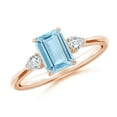 thumbnail image 1 of ANGARA Natural Aquamarine and Pear Diamond Three Stone Engagement Ring in 14K Rose Gold for Women (Size-7x5mm) | March Birthstone, Anniversary, Jewelry Gift for Women | Natural Aquamarine Ring, 1 of 9