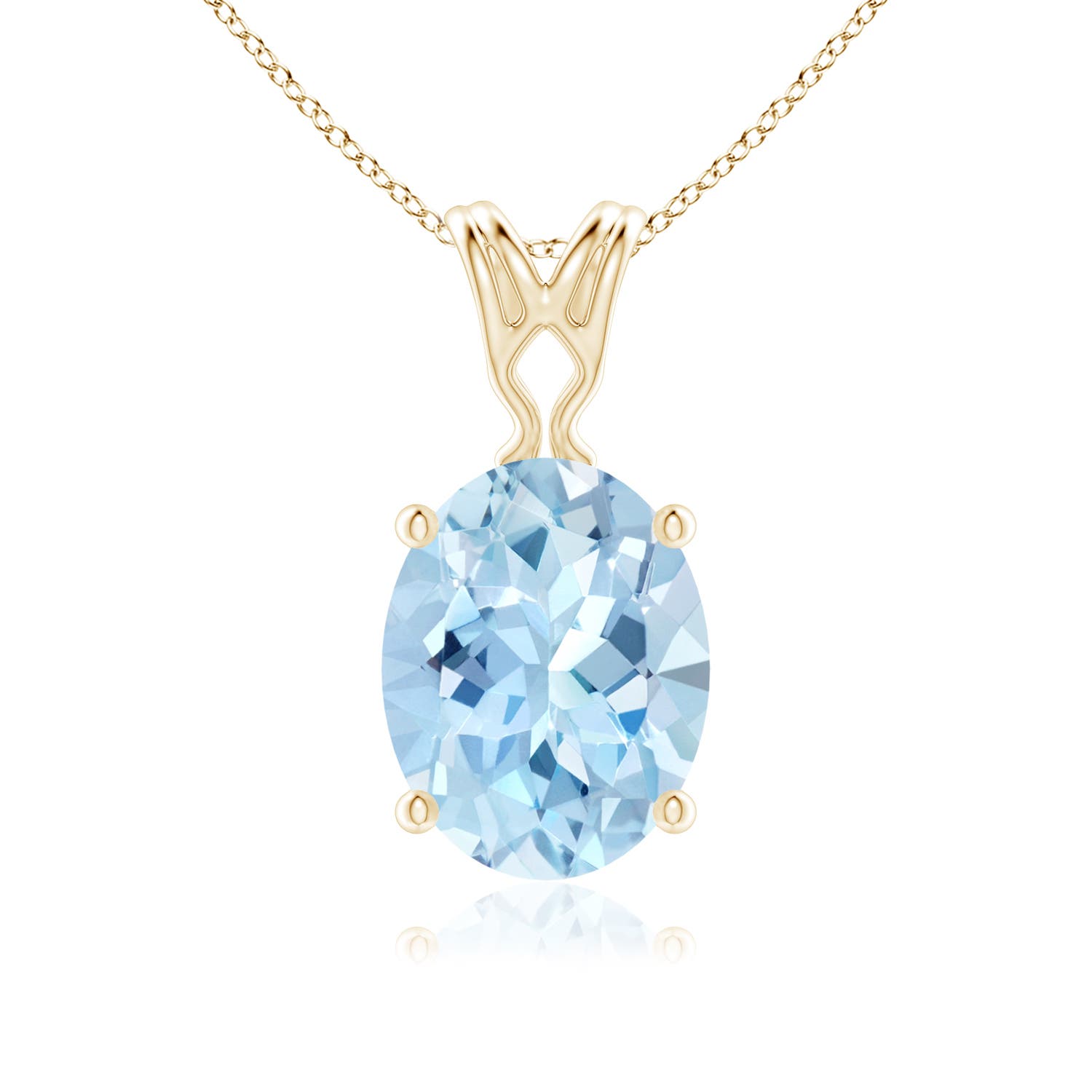 Angara Natural Aquamarine Solitaire Pendant Necklace for Women