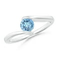 thumbnail image 1 of ANGARA Natural Bar-Set Solitaire Round Aquamarine Bypass Ring in 14K White Gold for Women (Size-5mm) | March Birthstone, Birthday, Anniversary, Jewelry Gift for Women | Natural Aquamarine Ring, 1 of 9