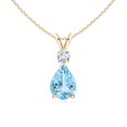 thumbnail image 1 of ANGARA Natural Aquamarine Teardrop Pendant with Diamond in 14K Yellow Gold for Women (Size-8x6mm) | March Birthstone, Birthday, Anniversary, Jewelry Gift for Women | Natural Aquamarine Necklace, 1 of 4