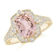 thumbnail image 1 of ANGARA Natural Art Deco Inspired Cushion 1.8 ct Morganite Ring with Diamond Halo in 14K Yellow Gold for Women | Birthday, Anniversary, Jewelry Gift for Women | Natural Morganite Ring, 1 of 10