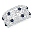 thumbnail image 1 of ANGARA Natural Art Deco Style Sapphire Broad Anniversary Ring in 14K White Gold for Women (Size-2.4mm) | September Birthstone, Anniversary, Jewelry Gift for Women | Natural Blue Sapphire Ring, 1 of 10