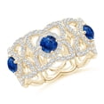 thumbnail image 1 of ANGARA Natural Art Deco Style Sapphire & Diamond Floral Anniversary Ring in 14K Yellow Gold for Women (Size-2.7mm) | September Birthstone, Anniversary, Jewelry Gift for Women | Natural Sapphire Ring, 1 of 9
