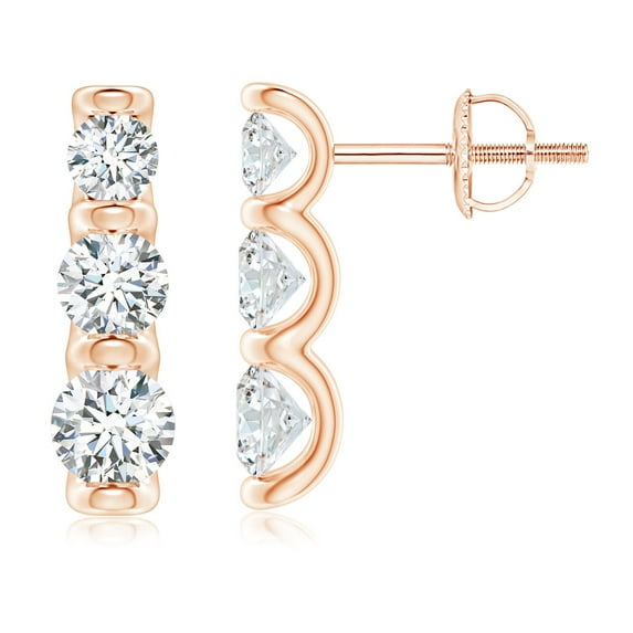 ANGARA Natural Bar-Set Diamond Journey Earrings in 14K Rose Gold for Women (Size-3.7mm| Color-G| Clarity-VS2) | April Birthstone, Anniversary, Jewelry Gift for Women | Natural Diamond Earrings
