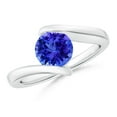 thumbnail image 1 of ANGARA Natural Bar-Set Solitaire Round 1.45 ct Tanzanite Bypass Ring in 14K White Gold for Women (Size-7mm) | December Birthstone, Anniversary, Jewelry Gift for Women | Natural Tanzanite Ring, 1 of 9