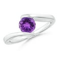 thumbnail image 1 of ANGARA Natural Bar-Set Solitaire Round Amethyst Bypass Ring in 925 Sterling Silver for Women (Size-6mm) | February Birthstone, Birthday, Anniversary, Jewelry Gift for Women | Natural Amethyst Ring, 1 of 10