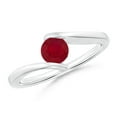 thumbnail image 1 of ANGARA Natural Bar-Set Solitaire Round Ruby Bypass Ring in 14K White Gold for Women (Size-5mm) | July Birthstone Jewelry for Her, 1 of 9