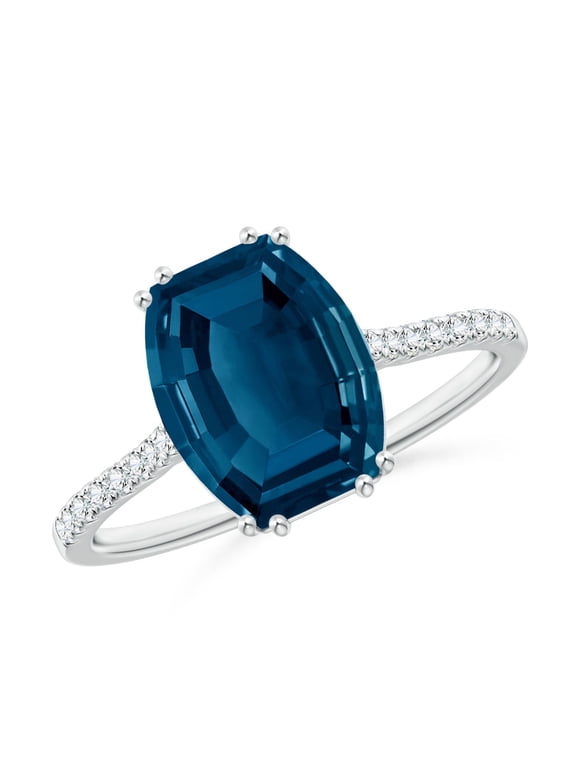 Natural 3.5 ct London Blue Topaz Solitaire Ring in 14K White Gold for Women (Size-10x8mm) | November Birthstone, Anniversary, Jewelry Gift for Women | Natural London Blue Topaz Ring