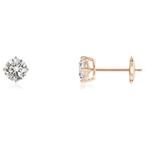 ANGARA Natural Basket-Set Diamond Stud Earrings in 14K Rose Gold for Women (Size-3.2mm| Color-I-J| Clarity-I1-I2) | April Birthstone, Anniversary, Jewelry Gift for Women | Natural Diamond Earrings