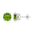 thumbnail image 1 of ANGARA Natural Basket-Set Round 4 ct Peridot Studs in 925 Sterling Silver for Women (Size-8mm) | August Birthstone, Birthday, Anniversary, Jewelry Gift for Women | Natural Peridot Earrings, 1 of 8