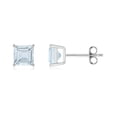 thumbnail image 1 of ANGARA Natural Basket-Set Square 1.1 ct Aquamarine Stud Earrings in 925 Sterling Silver for Women (Size-5mm) | March Birthstone, Anniversary, Jewelry Gift for Women | Natural Aquamarine Earrings, 1 of 7