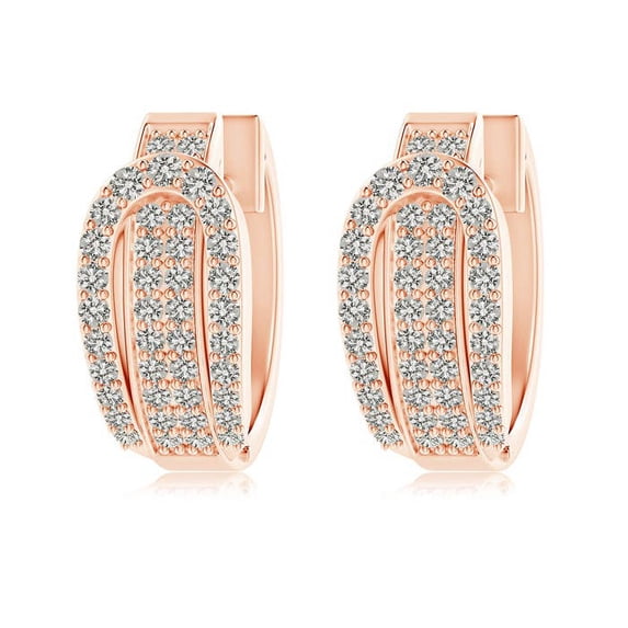 ANGARA Natural Belt Buckle Style Diamond Hoop Earrings in 14K Rose Gold for Women (Size-1.5mm| Color-K| Clarity-I3) | April Birthstone, Anniversary, Jewelry Gift for Women | Natural Diamond Earrings