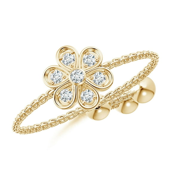 ANGARA Natural Bezel and Diamond Flower Bolo Ring in 14K Yellow Gold for Women (Size-1.5mm| Color-G| Clarity-VS2) | April Birthstone, Anniversary, Jewelry Gift for Women | Natural Diamond Ring