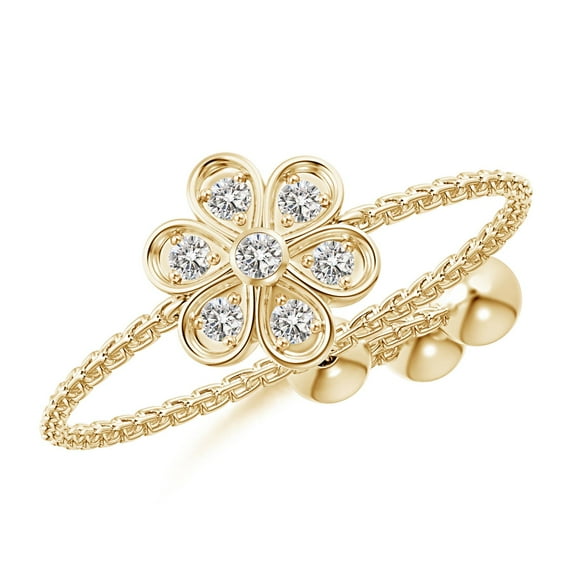 ANGARA Natural Bezel and Diamond Flower Bolo Ring in 14K Yellow Gold for Women (Size-1.5mm| Color-I-J| Clarity-I1-I2) | April Birthstone, Anniversary, Jewelry Gift for Women | Natural Diamond Ring