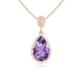 thumbnail image 1 of ANGARA Natural Bezel-Set 1.05 ct Amethyst Teardrop Pendant with Diamond in 14K Rose Gold for Women (Size-9x6mm) | February Birthstone, Anniversary, Jewelry Gift for Women | Natural Amethyst Necklace, 1 of 9