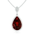 thumbnail image 1 of ANGARA Natural Bezel-Set 3.5 ct Garnet Teardrop Pendant with Diamond in 925 Sterling Silver for Women (Size-12x8mm) | January Birthstone, Anniversary, Jewelry Gift for Women | Natural Garnet Necklace, 1 of 9