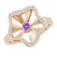 thumbnail image 1 of ANGARA Natural Bezel-Set Amethyst Aquarius Floral Ring in 14K Rose Gold for Women (Size-3mm) | February Birthstone, Birthday, Anniversary, Jewelry Gift for Women | Natural Amethyst Ring, 1 of 10
