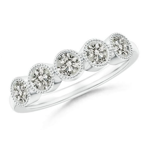 ANGARA Natural Bezel Set Diamond 5 Stone Ring in 14K White Gold for Women (Size-3.4mm| Color-K| Clarity-I3) | April Birthstone, Anniversary, Jewelry Gift for Women | Natural Diamond Ring