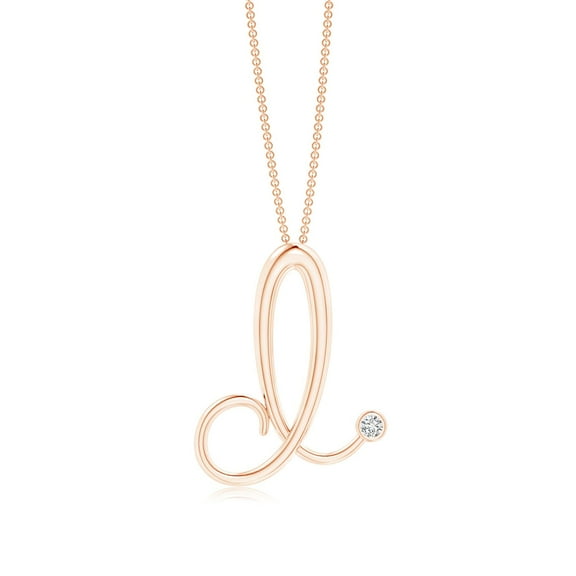 ANGARA Natural Bezel Set Diamond Lowercase "D" Initial Pendant in 14K Rose Gold for Women (Size-2mm| Color-H| Clarity-SI2) | Anniversary, Jewelry Gift for Women | Natural Diamond Necklace