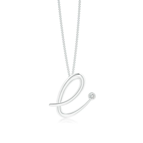 ANGARA Natural Bezel Set Diamond Lowercase "E" Initial Pendant in 14K White Gold for Women (Size-2mm| Color-H| Clarity-SI2) | Anniversary, Jewelry Gift for Women | Natural Diamond Necklace