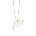 thumbnail image 1 of ANGARA Natural Bezel Set Diamond Lowercase "M" Initial Pendant in 14K Yellow Gold for Women (Size-2mm| Color-H| Clarity-SI2) | Anniversary, Jewelry Gift for Women | Natural Diamond Necklace, 1 of 6