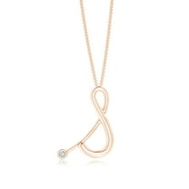 ANGARA Natural Bezel Set Diamond Lowercase "S" Initial Pendant in 14K Rose Gold for Women (Size-2mm| Color-H| Clarity-SI2) | Anniversary, Jewelry Gift for Women | Natural Diamond Necklace