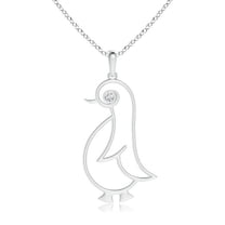 ANGARA Natural Bezel-Set Diamond Penguin Pendant in 14K White Gold for Women (Size-2.2mm| Color-G| Clarity-VS2) | April Birthstone, Anniversary, Jewelry Gift for Women | Natural Diamond Necklace