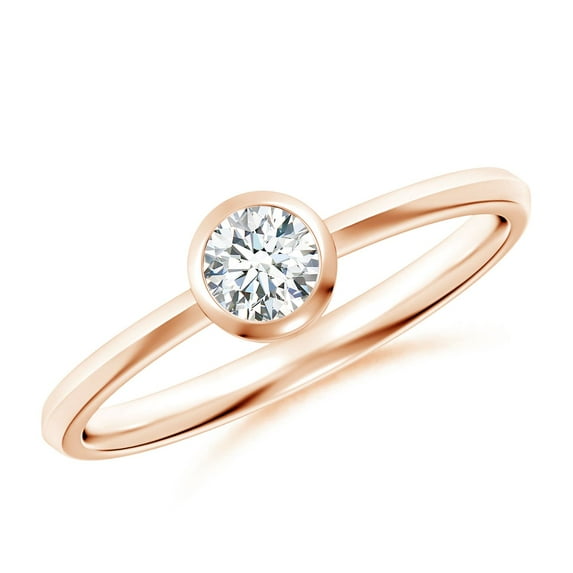 ANGARA Natural Bezel-Set Diamond Solitaire Engagement Ring in 14K Rose Gold for Women (Size-4.1mm| Color-G| Clarity-VS2) | April Birthstone, Anniversary, Jewelry Gift for Women | Natural Diamond Ring