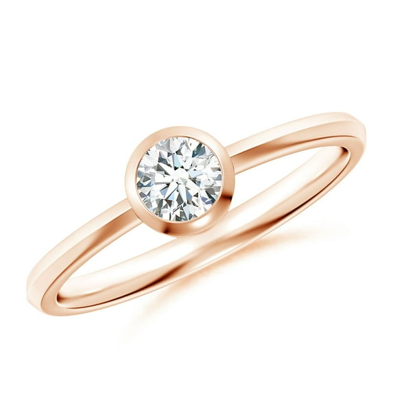 ANGARA Natural Bezel-Set Diamond Solitaire Engagement Ring in 14K Rose Gold for Women (Size-4.4mm| Color-G| Clarity-VS2) | April Birthstone, Anniversary, Jewelry Gift for Women | Natural Diamond Ring