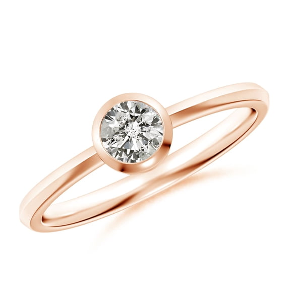 ANGARA Natural Bezel-Set Diamond Solitaire Engagement Ring in 14K Rose Gold for Women (Size-4.4mm| Color-K| Clarity-I3) | April Birthstone, Anniversary, Jewelry Gift for Women | Natural Diamond Ring