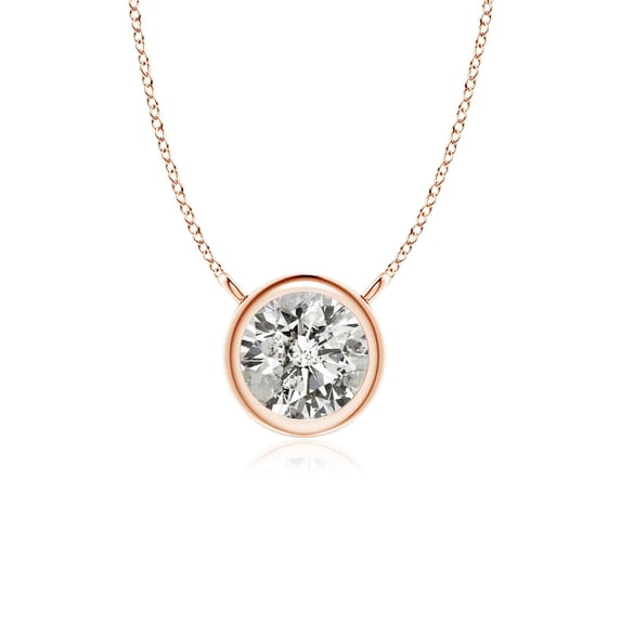 ANGARA Natural Bezel-Set Diamond Solitaire Necklace in 14K Rose Gold for Women (Size-3.4mm| Color-K| Clarity-I3) | April Birthstone, Anniversary, Jewelry Gift for Women | Natural Diamond Necklace